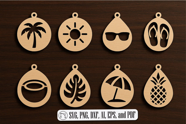 Summer Vibes Laser Cut Earrings SVG Set SVG MD JOYNAL ABDIN 