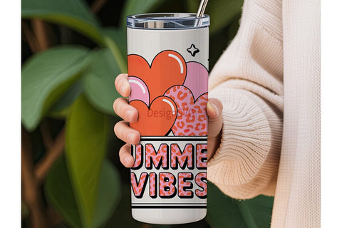 Summer Vibes Leopard 20oz Tumbler Wrap Sublimation DesignSVG 