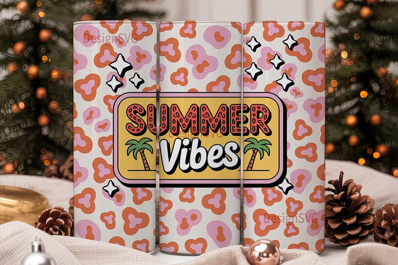 Summer Vibes Leopard 20oz Tumbler Wrap Sublimation DesignSVG 