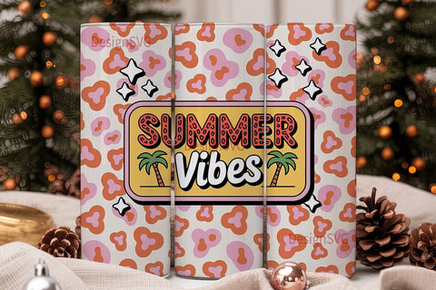 Summer Vibes Leopard 20oz Tumbler Wrap Sublimation DesignSVG 