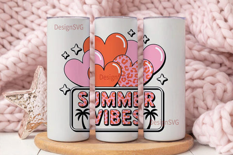 Summer Vibes Leopard 20oz Tumbler Wrap Sublimation DesignSVG 