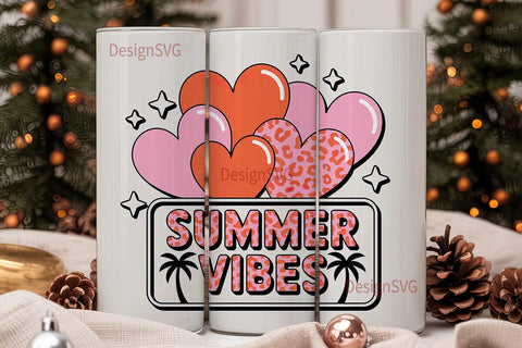 Summer Vibes Leopard 20oz Tumbler Wrap Sublimation DesignSVG 