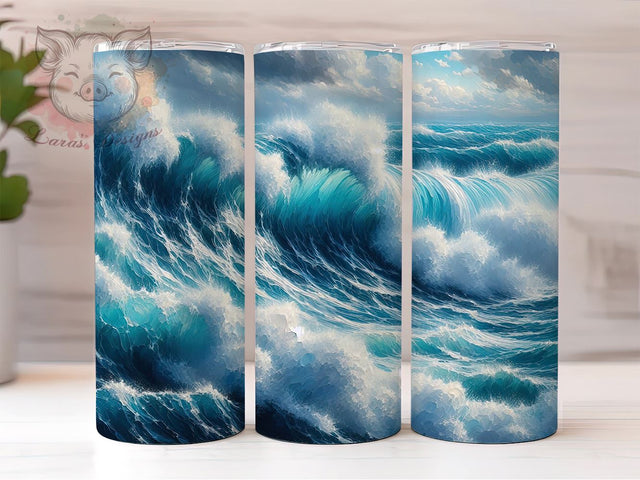 Summer Vibes Ocean Wave Tumbler Wrap, Ocean Waves, Tumbler Wrap, Sublimation Design, Beach Decor, Coastal Art, Summer Vibes, Nautical Gift Sublimation Lara' s Designs 