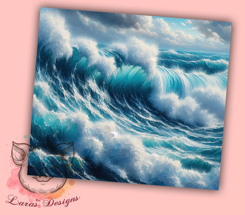 Summer Vibes Ocean Wave Tumbler Wrap, Ocean Waves, Tumbler Wrap, Sublimation Design, Beach Decor, Coastal Art, Summer Vibes, Nautical Gift Sublimation Lara' s Designs 