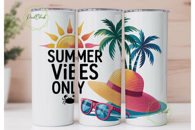 Summer Vibes Only 20oz Tumbler Wrap Sublimation PixelChick 