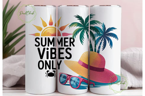 Summer Vibes Only 20oz Tumbler Wrap Sublimation PixelChick 
