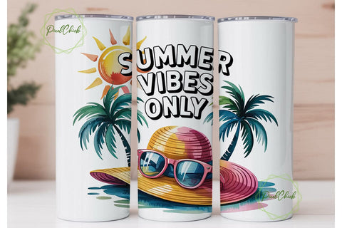 Summer Vibes Only 20oz Tumbler Wrap Sublimation PixelChick 