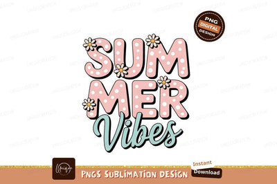 Summer Vibes Pink Polka Dot Flowers image Sublimation Designangry 