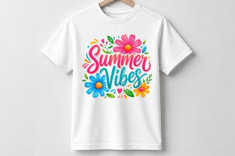 Summer Vibes PNG Floral Summer Sublimation Design Digital Download SVG BillahCrafts 
