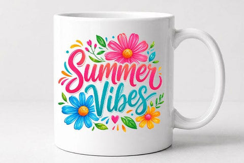 Summer Vibes PNG Floral Summer Sublimation Design Digital Download SVG BillahCrafts 