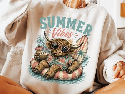 Summer vibes Png, Highland cow design Png SVG DesignDestine 