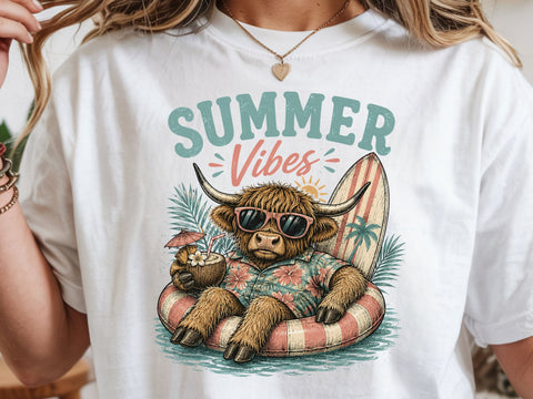 Summer vibes Png, Highland cow design Png SVG DesignDestine 