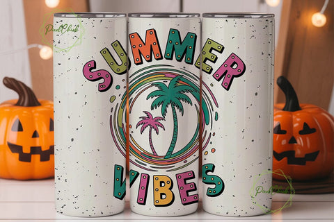 SUMMER VIBES Retro Tumbler Wrap PNG Sublimation PixelChick 