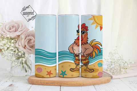 Summer Vibes Rooster 20oz Tumbler Wrap Sublimation sassyprint 