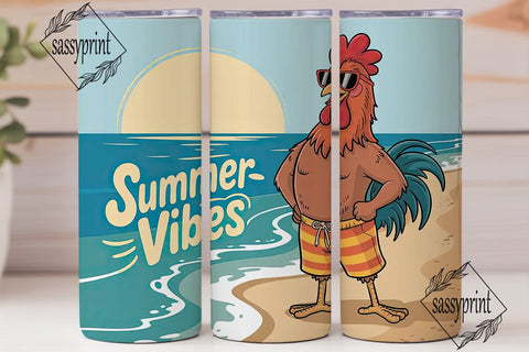 Summer Vibes Rooster 20oz Tumbler Wrap Sublimation sassyprint 