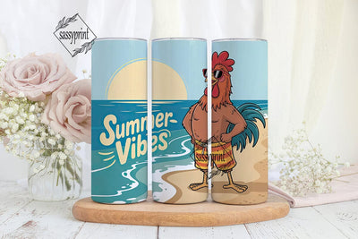 Summer Vibes Rooster 20oz Tumbler Wrap Sublimation sassyprint 