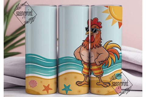 Summer Vibes Rooster 20oz Tumbler Wrap Sublimation sassyprint 