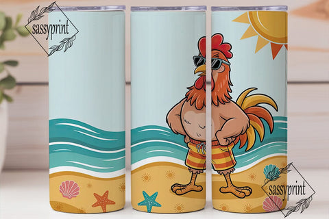 Summer Vibes Rooster 20oz Tumbler Wrap Sublimation sassyprint 