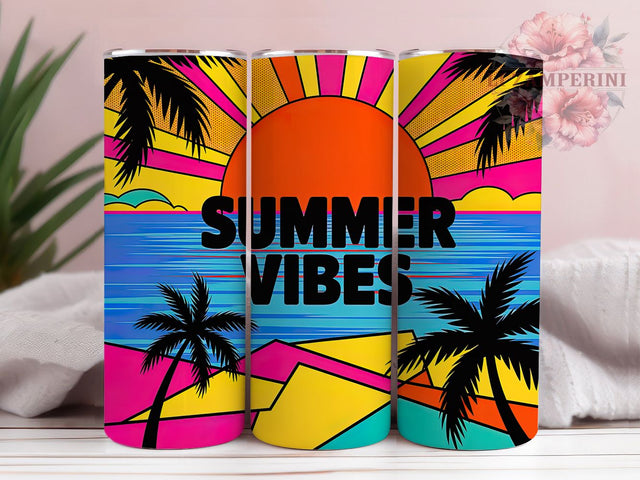 Summer Vibes Scene 20oz Tumbler Wrap, Summer Vibes Sublimation, Tropical Scene PNG, Colorful Summer Wrap, 20oz Tumbler Wrap, Coastal Lifestyle Design, Ocean Vacation Sublimation Sublimation Li Zamperini 