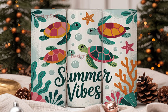 Summer Vibes Sea Turtle 20oz Tumbler Sublimation DesignSVG 