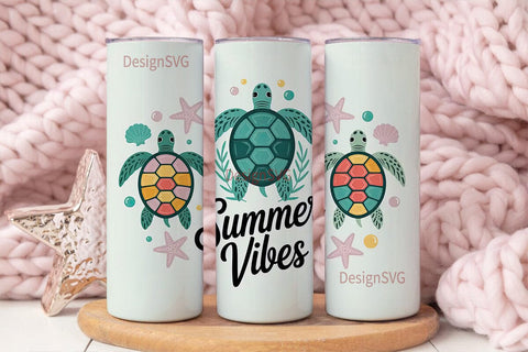Summer Vibes Sea Turtle 20oz Tumbler Sublimation DesignSVG 