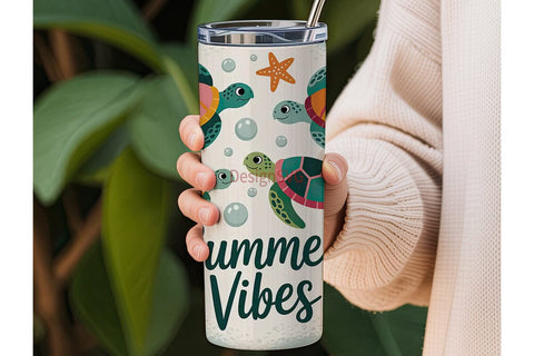 Summer Vibes Sea Turtle 20oz Tumbler Sublimation DesignSVG 