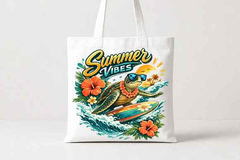 Summer Vibes Sea Turtle PNG Tropical Beach Sublimation Design SVG BillahCrafts 