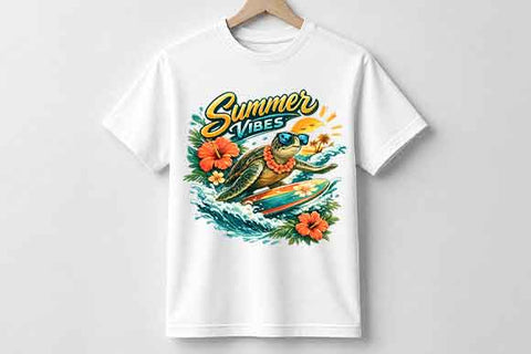 Summer Vibes Sea Turtle PNG Tropical Beach Sublimation Design SVG BillahCrafts 