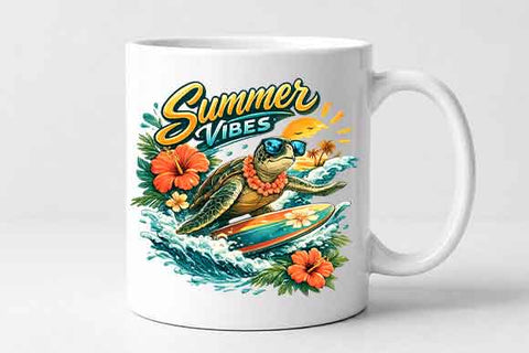 Summer Vibes Sea Turtle PNG Tropical Beach Sublimation Design SVG BillahCrafts 