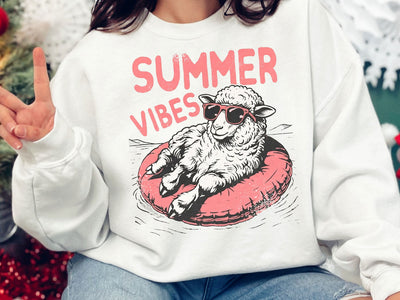 Summer Vibes Sheep PNG, Cute Sheep Floatie Sublimation Design SVG DesignDestine 