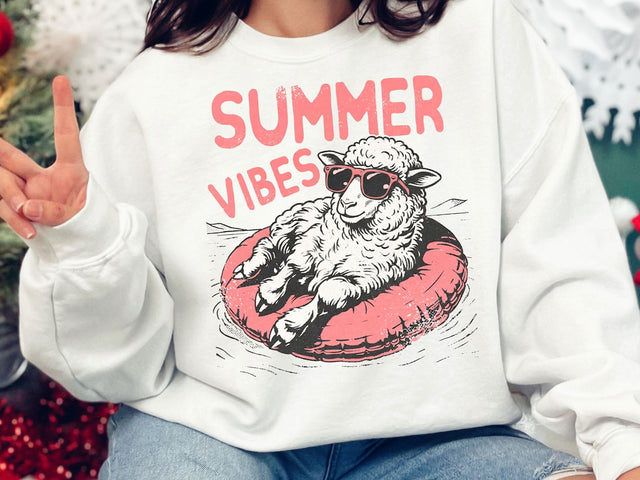 Summer Vibes Sheep PNG, Cute Sheep Floatie Sublimation Design SVG DesignDestine 