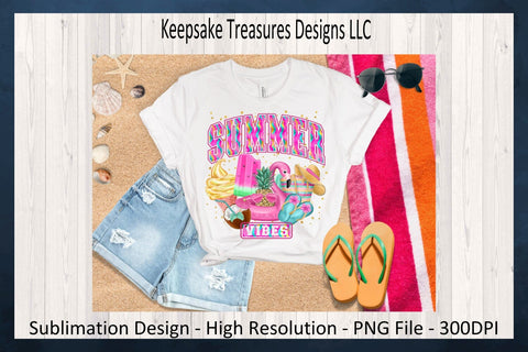 Summer Vibes Summer Sublimation Png Beach Design, Tropical Theme, PNG Printable, Digital Download Sublimation Keepsake Treasures Designs LLC. 
