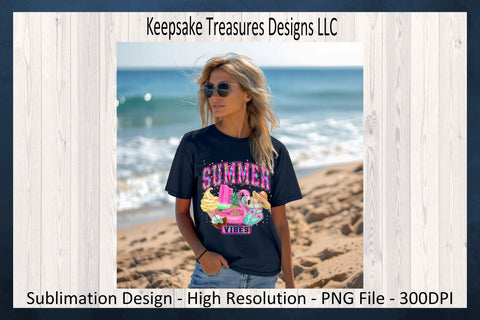 Summer Vibes Summer Sublimation Png Beach Design, Tropical Theme, PNG Printable, Digital Download Sublimation Keepsake Treasures Designs LLC. 
