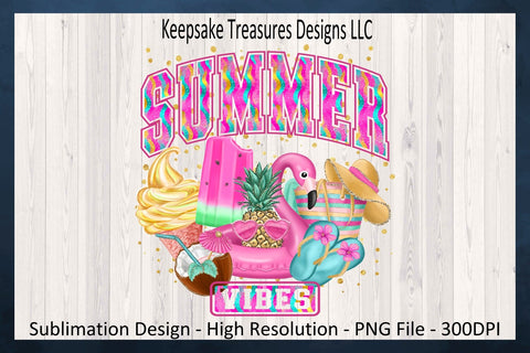 Summer Vibes Summer Sublimation Png Beach Design, Tropical Theme, PNG Printable, Digital Download Sublimation Keepsake Treasures Designs LLC. 