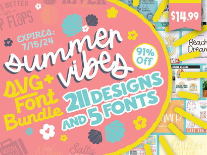 Summer Vibes SVG + Font Bundle Bundle So Fontsy Design Shop 