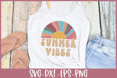 Summer Vibes SVG | Retro Sun Cut File SVG Silhouette School Blog Design Shop 