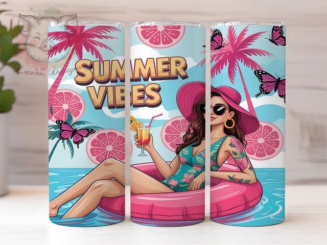 Summer Vibes Tropical Beach Sunshine Tumbler, Women’s Tumbler Wrap, 20oz Tumbler Design, Beach Vibes Tumbler, Tropical Sublimation Wrap, Cute Summer Tumbler, Sunshine Tumbler Design Sublimation Lara' s Designs 