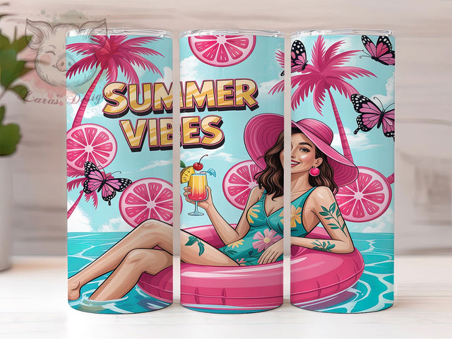 Summer Vibes Tropical Beach Sunshine Tumbler, Women’s Tumbler Wrap, 20oz Tumbler Design, Beach Vibes Tumbler, Tropical Sublimation Wrap, Cute Summer Tumbler, Sunshine Tumbler Design Sublimation Lara' s Designs 