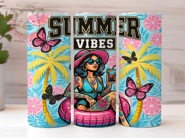 Summer Vibes Tropical Beach Sunshine Tumbler, Women’s Tumbler Wrap, 20oz Tumbler Design, Beach Vibes Tumbler, Tropical Sublimation Wrap, Cute Summer Tumbler, Sunshine Tumbler Design Sublimation Lara' s Designs 