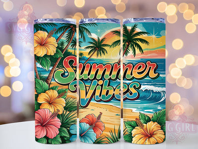 Summer Vibes Tropical Beach Tumbler Wrap, Tropical Beach Tumbler, 20oz Tumbler Wrap, Sublimation Design, Beach Tumbler, Tropical Tumbler, Vacation Tumbler Sublimation SvggirlplusArt 