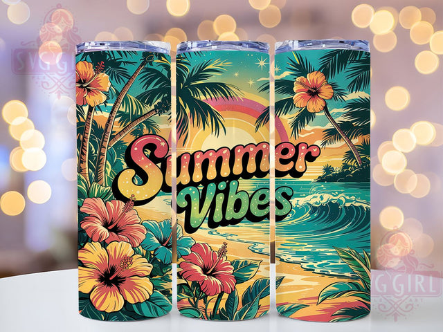 Summer Vibes Tropical Beach Tumbler Wrap, Tropical Beach Tumbler, 20oz Tumbler Wrap, Sublimation Design, Beach Tumbler, Tropical Tumbler, Vacation Tumbler Sublimation SvggirlplusArt 