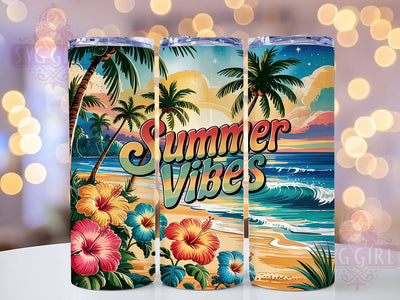 Summer Vibes Tropical Beach Tumbler Wrap, Tropical Beach Tumbler, 20oz Tumbler Wrap, Sublimation Design, Beach Tumbler, Tropical Tumbler, Vacation Tumbler Sublimation SvggirlplusArt 