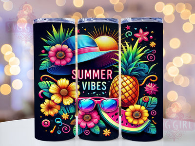 Summer Vibes Tropical Flowers 20oz Tumbler Wrap Sublimation Design, Straight Tapered Tumbler Wrap, Summer Tumbler Png, Instant Digital Download Sublimation SvggirlplusArt 