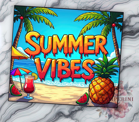 Summer Vibes Tumbler, Sunset Flip Flops, Beach Ocean Design, 20oz Tumbler PNG, Sublimation Tumbler, Tropical Beach Art, Summer Drinkware Sublimation Li Zamperini 