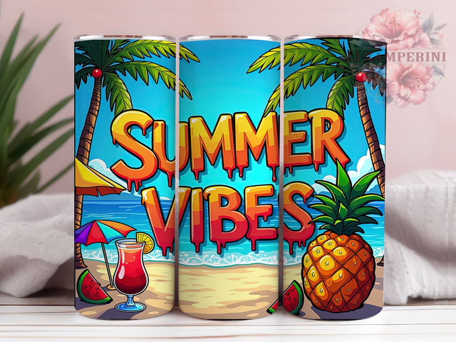 Summer Vibes Tumbler, Sunset Flip Flops, Beach Ocean Design, 20oz Tumbler PNG, Sublimation Tumbler, Tropical Beach Art, Summer Drinkware Sublimation Li Zamperini 