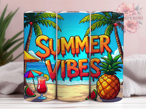 Summer Vibes Tumbler, Sunset Flip Flops, Beach Ocean Design, 20oz Tumbler PNG, Sublimation Tumbler, Tropical Beach Art, Summer Drinkware Sublimation Li Zamperini 