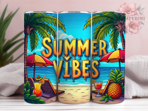 Summer Vibes Tumbler, Sunset Flip Flops, Beach Ocean Design, 20oz Tumbler PNG, Sublimation Tumbler, Tropical Beach Art, Summer Drinkware Sublimation Li Zamperini 