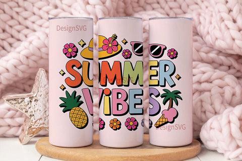 Summer Vibes Tumbler Wrap PNG Sublimation DesignSVG 