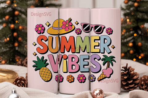 Summer Vibes Tumbler Wrap PNG Sublimation DesignSVG 