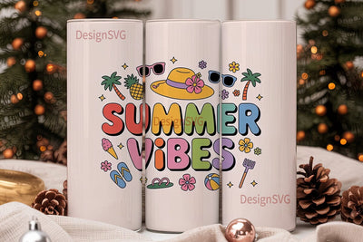 Summer Vibes Tumbler Wrap PNG Sublimation DesignSVG 